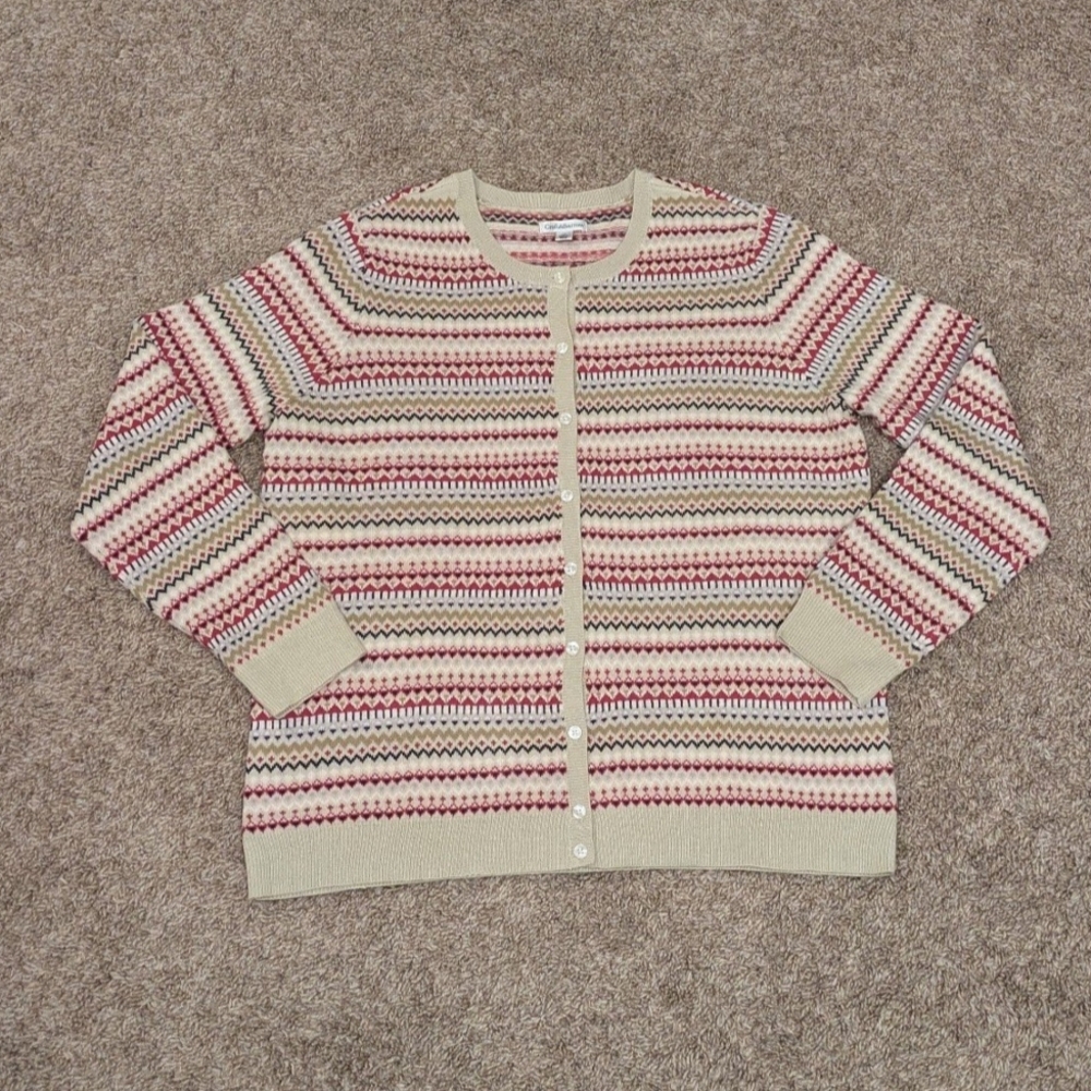 Vintage-Inspired Fair Isle Knit Cardigan Sweater Croft and Barrow